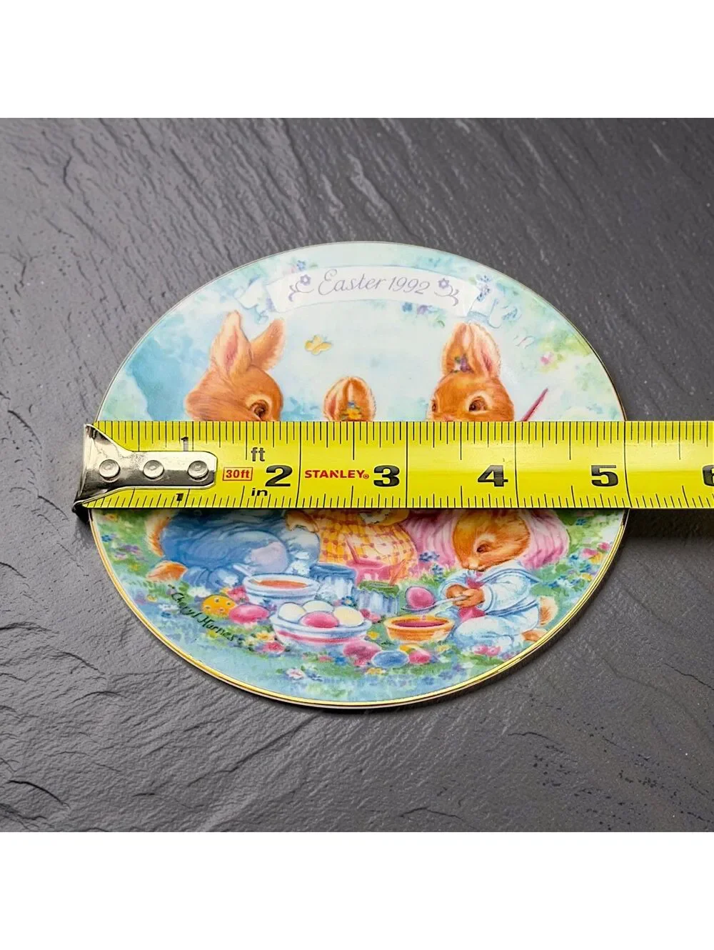 Vintage Avon Colorful Moments Easter 1992 Bunny Plate 22K Gold Porcelain 5